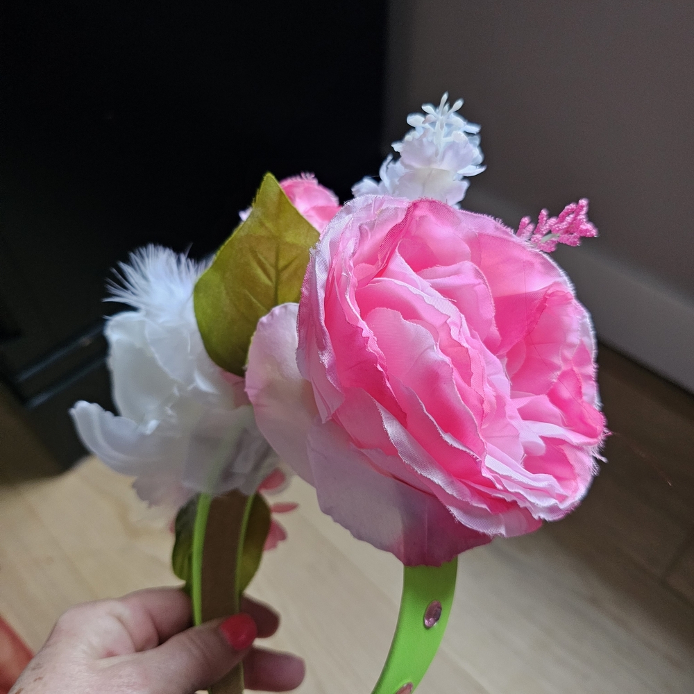 Pink, White And Green Floral Fascinator